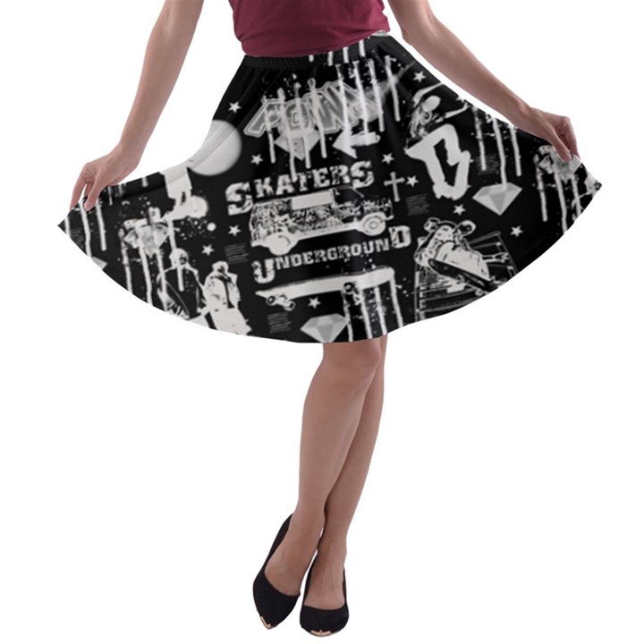 Skater-underground2 A-line Skater Skirt