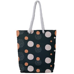 Black Peach White  Full Print Rope Handle Tote (small) by Sobalvarro