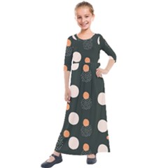 Black Peach White  Kids  Quarter Sleeve Maxi Dress by Sobalvarro