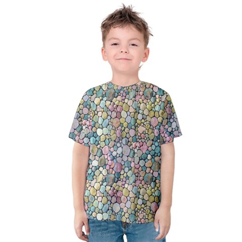 Multicolored Watercolor Stones Kids  Cotton Tee by SychEva