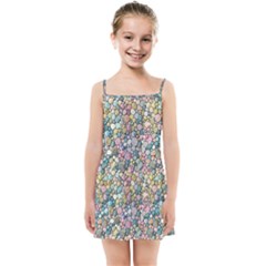 Multicolored Watercolor Stones Kids  Summer Sun Dress by SychEva