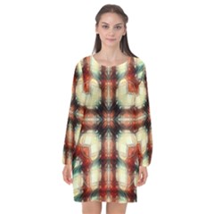 Royal Plaid  Long Sleeve Chiffon Shift Dress  by LW41021