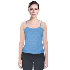 Blue Joy Velvet Spaghetti Strap Top by LW41021