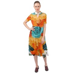 Spring Flowers Keyhole Neckline Chiffon Dress by LW41021