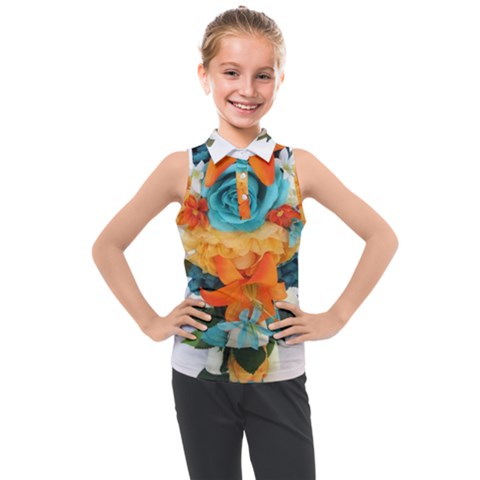 Spring Flowers Kids  Sleeveless Polo Tee by LW41021