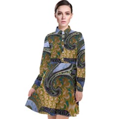 Sea Of Wonder Long Sleeve Chiffon Shirt Dress by LW41021