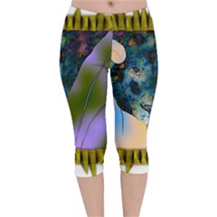 Jungle Lion Velvet Capri Leggings  by LW41021