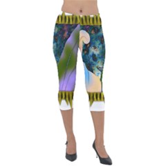 Jungle Lion Lightweight Velour Capri Leggings  by LW41021