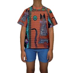 Cats Kids  Short Sleeve Swimwear by LW41021