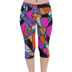 Abstract Velvet Capri Leggings  by LW41021