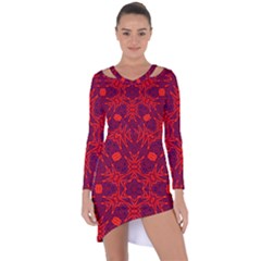 Red Rose Asymmetric Cut-out Shift Dress by LW323