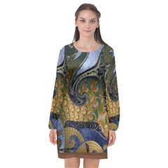 Ancient Seas Long Sleeve Chiffon Shift Dress  by LW323