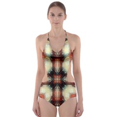 Royal Plaid Cut-out One Piece Swimsuit by LW323