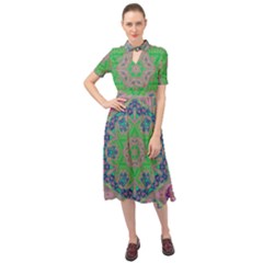 Spring Flower3 Keyhole Neckline Chiffon Dress by LW323