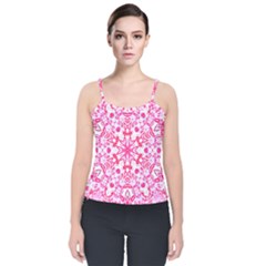 Pink Petals Velvet Spaghetti Strap Top by LW323