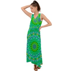 Greenspring V-neck Chiffon Maxi Dress by LW323