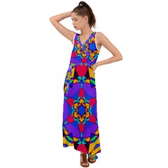 Fairground V-neck Chiffon Maxi Dress by LW323