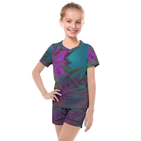 Evening Bloom Kids  Mesh Tee And Shorts Set by LW323