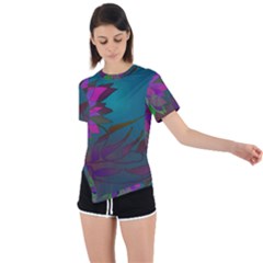 Evening Bloom Asymmetrical Short Sleeve Sports Tee by LW323