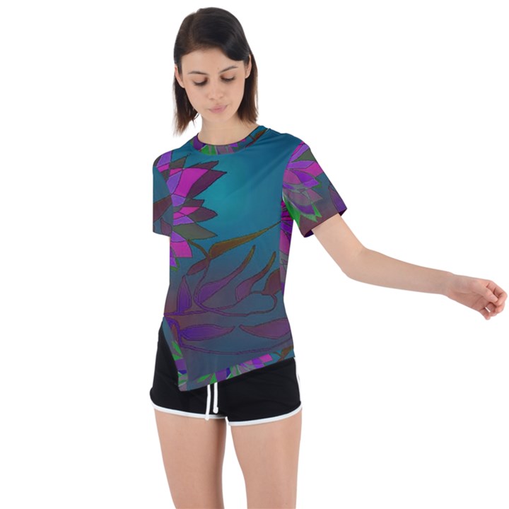 Evening Bloom Asymmetrical Short Sleeve Sports Tee