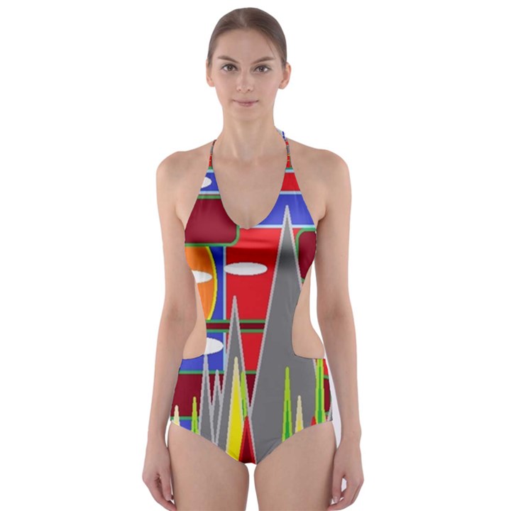 Forrest Sunset Cut-Out One Piece Swimsuit