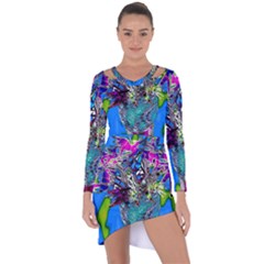 Exotic Flowers In Vase Asymmetric Cut-out Shift Dress by LW323