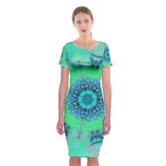 Blue Green  Twist Classic Short Sleeve Midi Dress by LW323