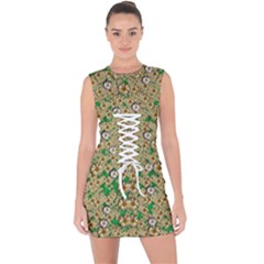 Florals In The Green Season In Perfect  Ornate Calm Harmony Lace Up Front Bodycon Dress by pepitasart