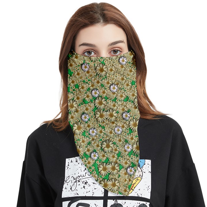 Florals In The Green Season In Perfect  Ornate Calm Harmony Face Covering Bandana (Triangle)