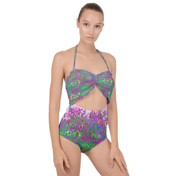 Bay Garden Scallop Top Cut Out Swimsuit