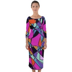 Abstract 2 Quarter Sleeve Midi Bodycon Dress by LW323