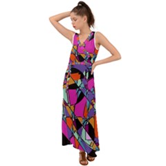 Abstract 2 V-neck Chiffon Maxi Dress by LW323