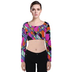 Abstract 2 Velvet Long Sleeve Crop Top by LW323