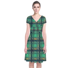 Green Clover Short Sleeve Front Wrap Dress by LW323