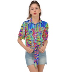 Vibrant-vases Tie Front Shirt  by LW323