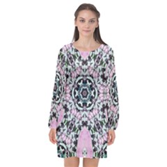 Lacygem-2 Long Sleeve Chiffon Shift Dress  by LW323