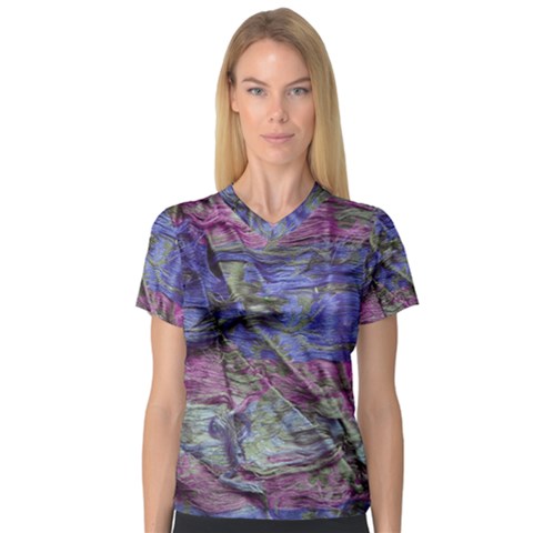 Warp And Weft V-neck Sport Mesh Tee by kaleidomarblingart