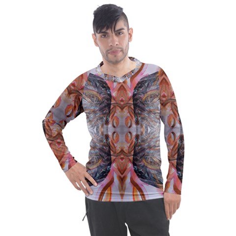 Abstract Marbling Symmetry Men s Pique Long Sleeve Tee by kaleidomarblingart