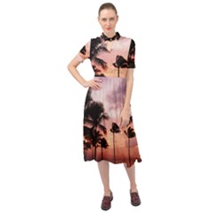 Palm Trees Keyhole Neckline Chiffon Dress by LW323