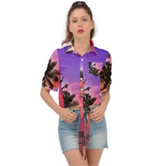 Ocean Paradise Tie Front Shirt  by LW323