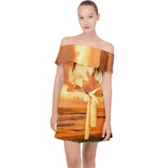 Sunset Beauty Off Shoulder Chiffon Dress by LW323