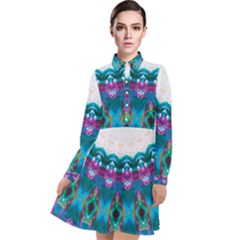 Peacock Long Sleeve Chiffon Shirt Dress by LW323