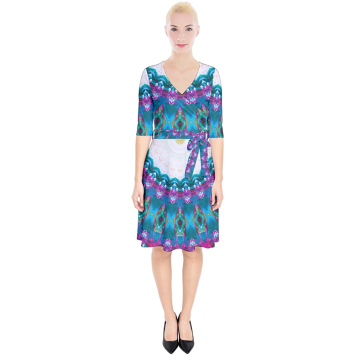 Peacock Wrap Up Cocktail Dress