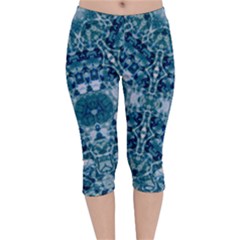 Blue Heavens Velvet Capri Leggings  by LW323