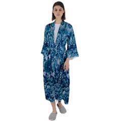 Blue Heavens Maxi Satin Kimono by LW323