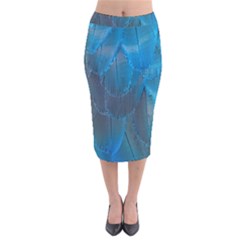 Feathery Blue Velvet Midi Pencil Skirt by LW323