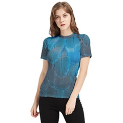 Feathery Blue Women s Short Sleeve Rash Guard by LW323