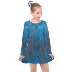 Feathery Blue Kids  Long Sleeve Dress by LW323