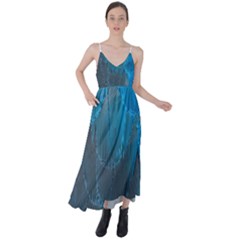 Feathery Blue Tie Back Maxi Dress by LW323