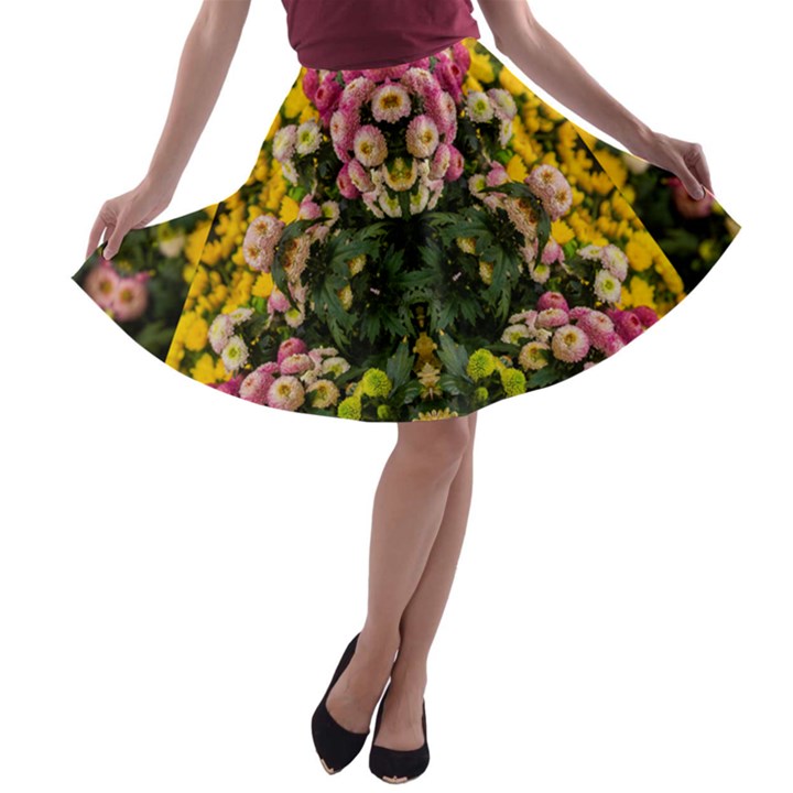 Springflowers A-line Skater Skirt